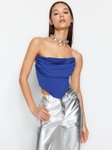 Ruched Strapless Corset Crop Top view 1