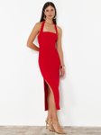 Trendyol Women Sleeveless Halter Neck Cut-Outs Bodycon Midi Dress view 3