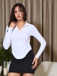 ZEUGEN Women Shirt Collar Corset Crop Top view 1