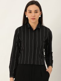 Buy Texco Women Black White Striped Formal Shirt Shirts for Women 1527257 Myntra