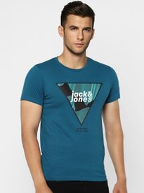 Buy YWC Men Blue Printed Round Neck T-shirt - Tshirts for Men
