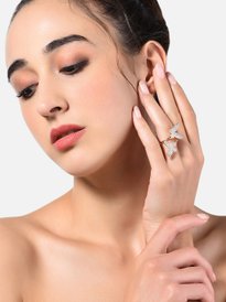 Buy FOREVER 21 Gold-Toned Blue Black Patterned Finger Ring