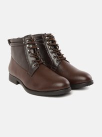 Buy LOUIS STITCH Men Tan Leather High-Top Flat Boots
