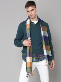 Buy FOREVER 21 Men Grey Mustard Colourblocked Scarf Scarves