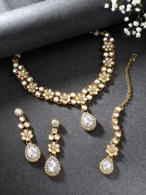 Buy Zobby Antique Gold-Plated Stone-Studded Handcrafted Textured