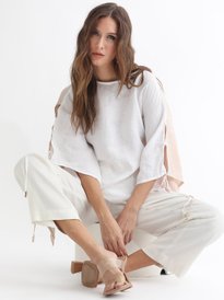 Buy H&M Beige Linen V-neck Top - Tops for Women 17722738 | Myntra
