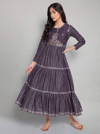 Buy W Ethnic Motifs Printed Maxi A-Line Ethnic Dress With Jacket - Ethnic  Dresses for Women 21308320 | Myntra