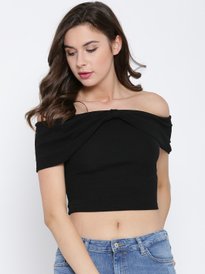 Buy Mustard Yellow Solid Crop Top Tops for Women 7684164 Myntra