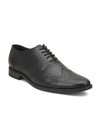 Buy Eego Italy Men Black Leather Formal Brogue Shoes  display picture 1