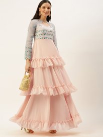 Buy Ethnovog Women Sea Green Sequinned Embellished Made To Measure Layered  Bridal Maxi Dress - Dresses for Women 13340990 | Myntra