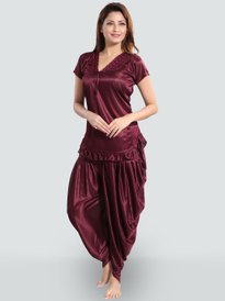 Buy Fasense Pink Polka Dot Print & Striped Lungi Night Suit - Night suits  for Women 1162352 | Myntra