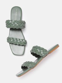 Buy Allen Solly Women Black Ruched T-Strap Flats Flats for Women