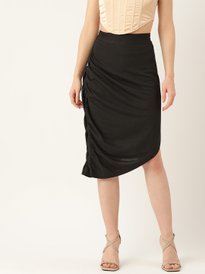 Buy FOREVER 21 Women Black Solid Cotton Mini Skirt - Skirts