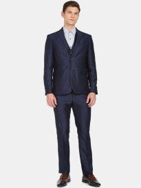 Buy Luxure by Louis Philippe Men Navy Blue Striped Woolen Slim Fit Formal 2 Piece Suit Suits for Men 14293888 Myntra