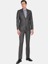 Buy Turtle Men 2 Piece Black Checked Pure Cotton Single Breasted Slim Fit Formal Suit Suits for Men 20611170 Myntra