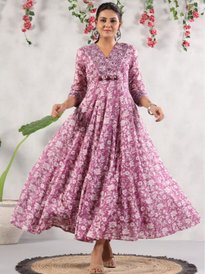 Buy Meeranshi Round Neck Long Sleeves Cotton Dress - Dresses for