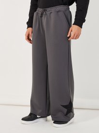 Buy Styli Men Pintuck Detail Velour Jogger with Embroidered