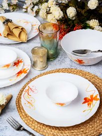 Buy Cello Dazzle Series White Leaf Opalware Easy to Clean 49 Piece