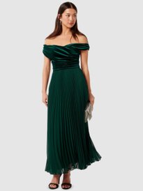 green emerald velvet dress Rent Forever New Long Sleeve Tie Waist Mini Dress In Green