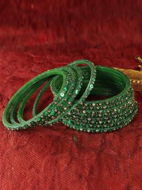 Buy NMII Set Of 24 Zircon & Pearls Studded Plastic Bangles