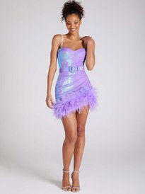 fitted lace wedding dress Fluorescents Halter Mini Dress | Purple | Womens main image 1