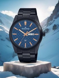Buy maxima Men Brass Dial & Stainless Steel Bracelet Style Straps