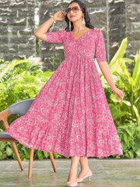 Buy ODD BY chansi TRENDZ Women Puff Sleeve Fit & Flare Midi Dress