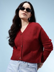 Buy glitchez Crop Front Open Conversational Print Sweater with