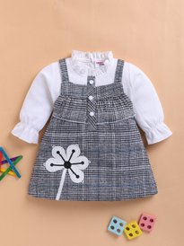 yk girls self design a-line dress product info and reviews Buy YK Girls Self Design Round Neck A-Line Dress - Dresses for Girls  40171265