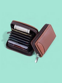 Buy LAKSH Unisex Textured Zip Detail Leather Zip Around Wallet