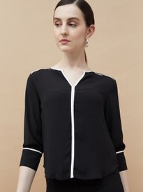 Buy CODE by Lifestyle Vertical Stripes V-Neck Sleeveless Top