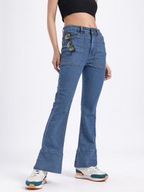 Buy glitchez Women Flared Fit Stretchable Jeans With Chain - Jeans