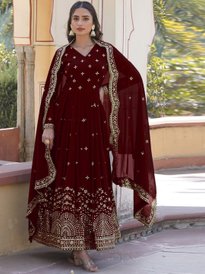 Buy KALINI Floral Embroidered Georgette Maxi Ethnic Dress With Dupatta -  Ethnic Dresses for Women 31181213 | Myntra