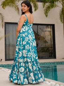 chinese dress ladies Trip To Paradise Tropical Print Maxi Dress