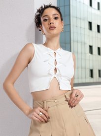 Buy glitchez Ruffle Tie-Up Detail Front-Open Top - Tops for Women