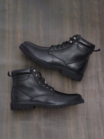 Buy Jack & Jones Men Leather Mid-Top Lace-Ups Block Boots - Boots