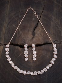Priyaasi Women's American Diamond Silver Plated Ethnic Jewelry Set - Necklace & Earrings