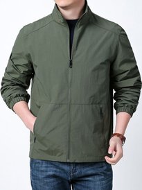 Buy StyleCast x Revolte Men Stand Collar Solid Windcheater