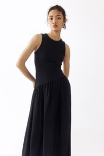 hm tie-back rib-knit dress H&M HM Tie Back Rib Knit Dress MAXI Viral Trending Fashion Earth Color BROWN