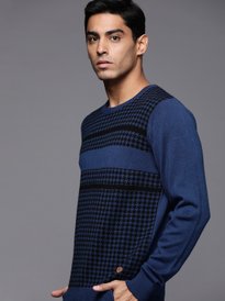 Buy Indian Terrain Round Neck long sleeves Colourblocked Pullover