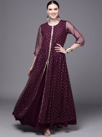 Buy Chhabra 555 Women Charming Maroon Ethnic Motifs Brocade Dress Ethnic Dresses for Women 19796384 Myntra