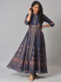 Buy W Ethnic Motifs Printed Maxi A-Line Ethnic Dress With Jacket - Ethnic  Dresses for Women 21308320 | Myntra