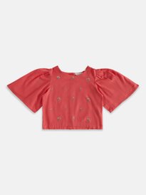 Buy Aks Kids Girls Floral Woven Design Sleeveless Peplum Top With