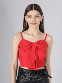 Buy TANDUL Shoulder Straps Bow & Tie-Ups Detail Crop Top - Tops