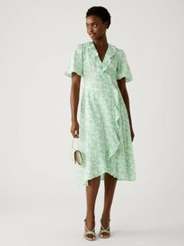 chinese dress ladies RAREISM Abstract Print Linen A-Line Midi Dress – Myntra International main image 1