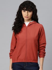 Buy Fort Collins Women Mock Collar Solid Corduroy Casual Bomber