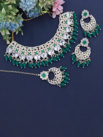 Buy Zobby Green Gold-Plated Kundan-Studded Handcrafted Jewellery