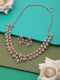 Buy AMI Rose Gold-Plated Cubic Zirconia-Studded Floral Jewellery