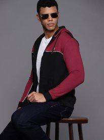 Buy Allen Solly Colourblocked Hooded Sweatshirt Sweatshirts for