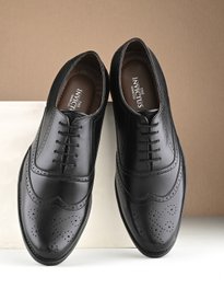 Buy Eego Italy Men Black Leather Formal Brogue Shoes  display picture 3